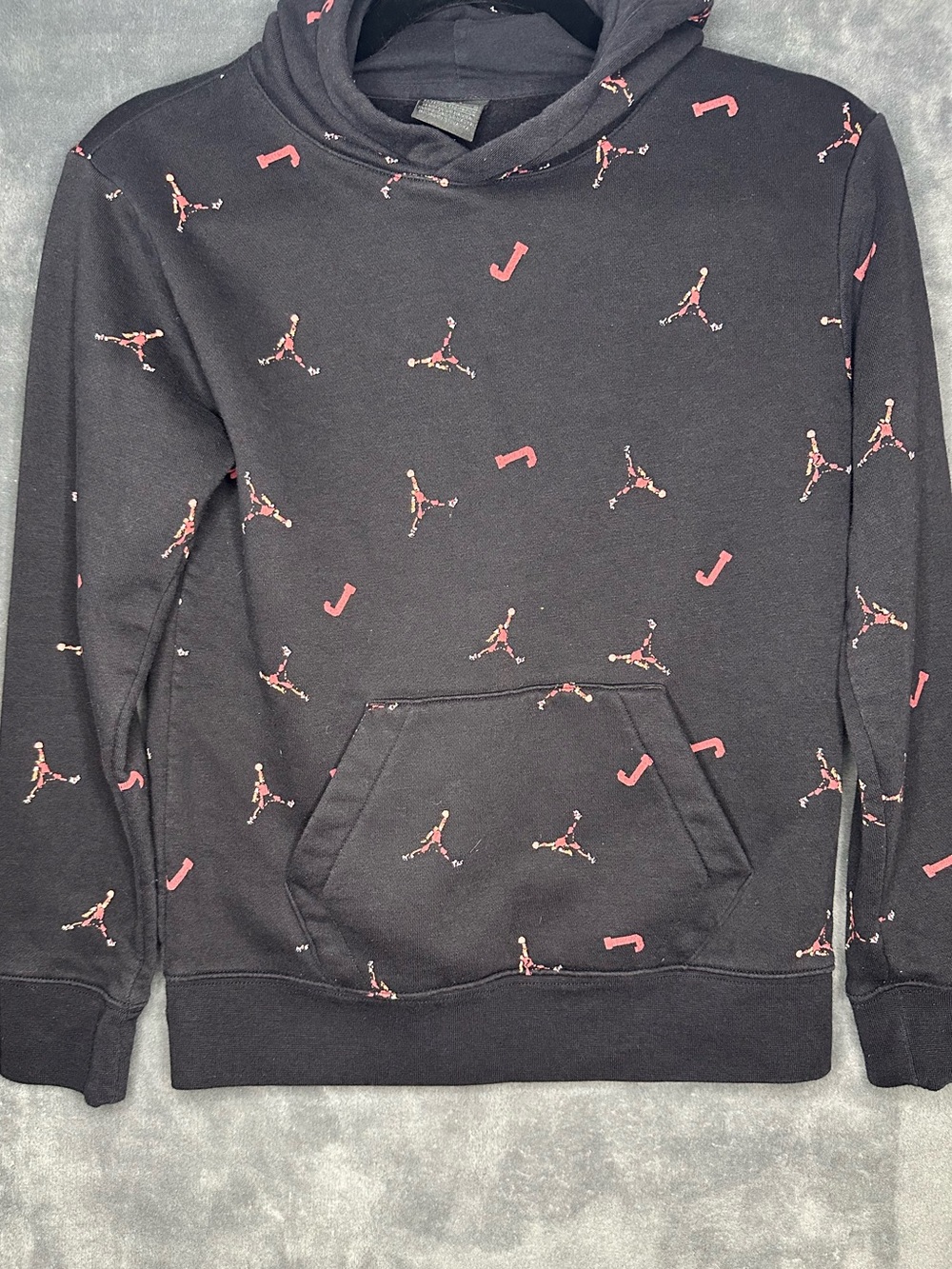 Jordan Black Hoodie with Red Jump man & J Print